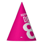 80e verjaardag foto gepersonaliseerd wit heet roze feesthoedjes (Links)