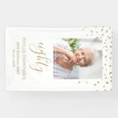80e verjaardag Foto Gold Confetti White Spandoek (Horizontaal)