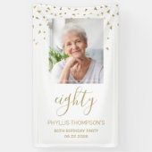 80e verjaardag Foto Gold Confetti White Spandoek (Verticaal)