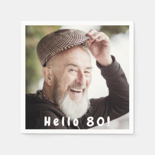 80e verjaardag foto jongens mannen servet