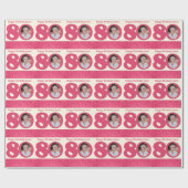 80e verjaardag foto leuk crème roze wrapping cadeaupapier (Vlak)