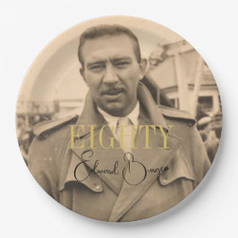 80e verjaardag foto mannelijke moderne verjaardag papieren bordje