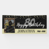 80e verjaardag Foto met Confetti Spandoek (Horizontaal)