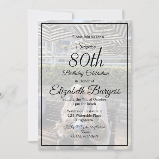 80e verjaardag Foto Monogram Elegant afbeelding Kaart (Voorkant)