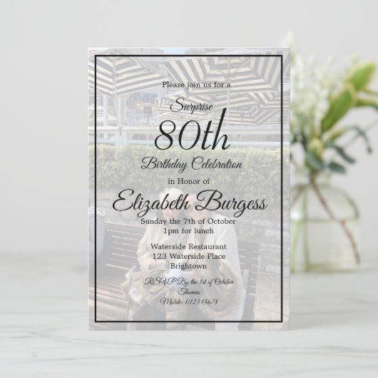 80e verjaardag Foto Monogram Elegant afbeelding Kaart (Staand voorkant)