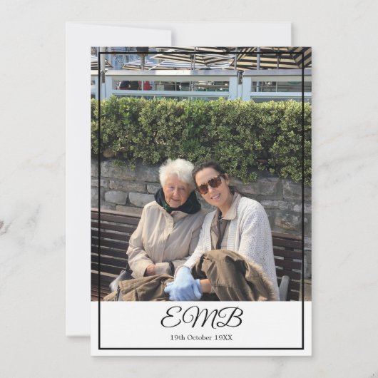 80e verjaardag Foto Monogram Elegant afbeelding Kaart (Achterkant)