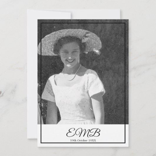 80e verjaardag Foto Monogram Elegant Birthday Kaart (Achterkant)