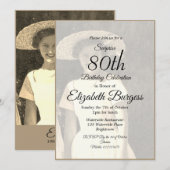 80e verjaardag Foto Monogram Elegant Birthday Kaart (Voorkant / Achterkant)