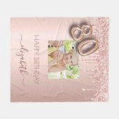 80e verjaardag foto roos gouden blush roze druppel fleece deken (Voorkant (Horizontaal))