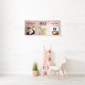 80e verjaardag foto roos gouden glitter sparkle spandoek (Insitu)