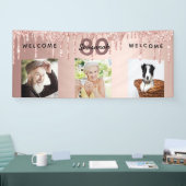 80e verjaardag foto roos gouden glitter sparkle spandoek (Beurs)