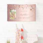 80e verjaardag foto roos gouden roze glittersterre spandoek (Insitu)