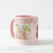 80e verjaardag foto roze roze roos goud glitter ba mok (Voorkant links)