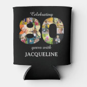 80e verjaardag foto sjabloon uitnodiging zwart blikjeskoeler (Voorkant)