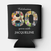 80e verjaardag foto sjabloon uitnodiging zwart blikjeskoeler (Achterkant)