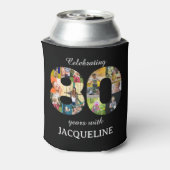 80e verjaardag foto sjabloon uitnodiging zwart blikjeskoeler (Blikje Achterkant)