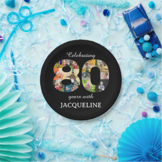 80e verjaardag foto sjabloon uitnodiging zwart papieren bordje