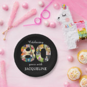 80e verjaardag foto sjabloon uitnodiging zwart papieren bordje (Feest)