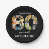 80e verjaardag foto sjabloon uitnodiging zwart papieren bordje (Voorkant)