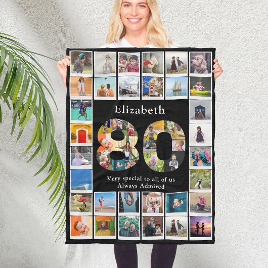80e verjaardag foto template fleece deken