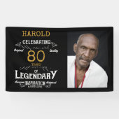 80e verjaardag foto template Legendary Spandoek (Horizontaal)