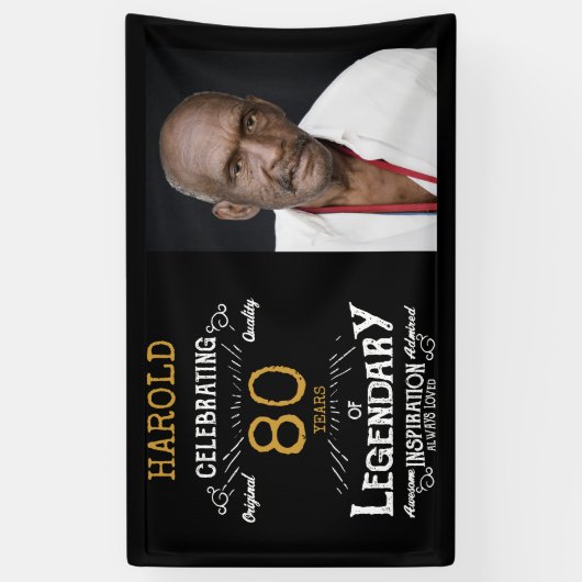 80e verjaardag foto template Legendary Spandoek (Verticaal)