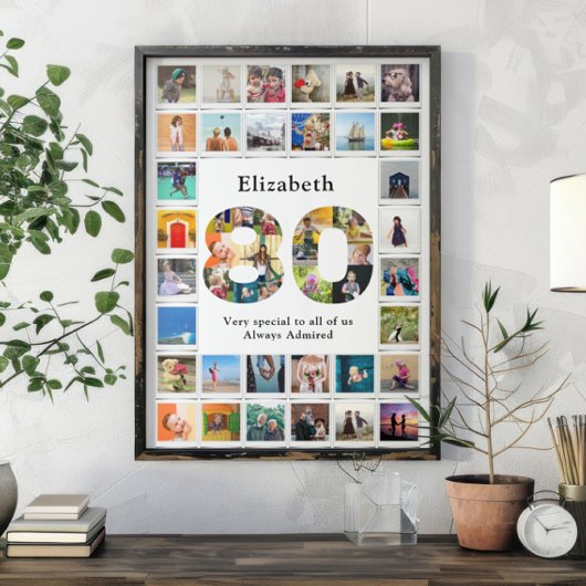 80e verjaardag foto template poster
