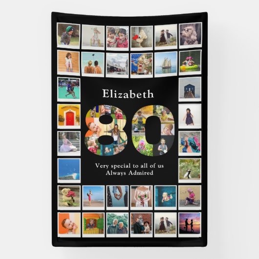 80e verjaardag foto template spandoek (Verticaal)