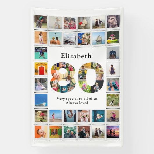 80e verjaardag foto template spandoek (Verticaal)