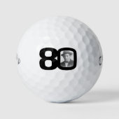 80e verjaardag foto zwart-wit golfballen (Voorkant)