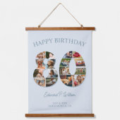 80e verjaardag fotocollage Elegant en tijdloos Hangend Wandkleed (Voorkant)