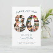 80e verjaardag fotocollage Elegant en tijdloos Kaart (Staand voorkant)