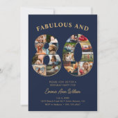 80e verjaardag fotocollage Elegant en tijdloos Kaart (Voorkant)