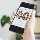 80e verjaardag fotocollage Elegant en tijdloos Kaart