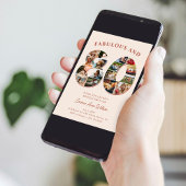 80e verjaardag fotocollage Elegant en tijdloos Kaart