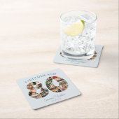 80e verjaardag fotocollage Elegant en tijdloos Kartonnen Onderzetters (Insitu)