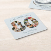 80e verjaardag fotocollage Elegant en tijdloos Kartonnen Onderzetters (Schuin)