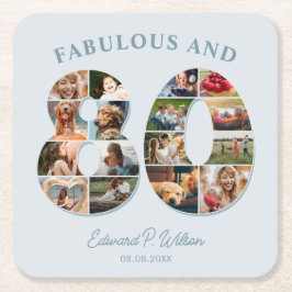 80e verjaardag fotocollage Elegant en tijdloos Kartonnen Onderzetters