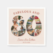 80e verjaardag fotocollage Elegant en tijdloos Servet (Voorkant)