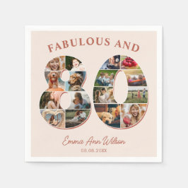 80e verjaardag fotocollage Elegant en tijdloos Servet