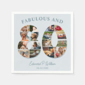 80e verjaardag fotocollage Elegant en tijdloos Servet (Voorkant)