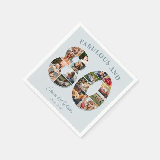 80e verjaardag fotocollage Elegant en tijdloos Servet (Hoek)