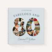 80e verjaardag Fotocollage Milestone Gastenboek Notitieboek (Voorkant)