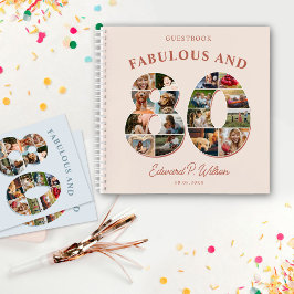 80e verjaardag Fotocollage Milestone Gastenboek Notitieboek