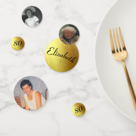 80e verjaardag foto's Gouden kleur Plezier Confetti