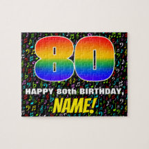 80e verjaardag — Fun, Colorful Music Symbols & "80