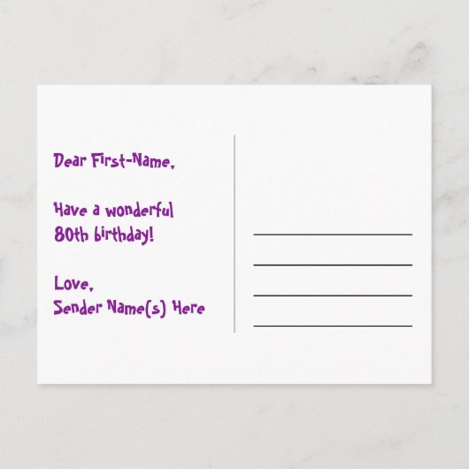 80e verjaardag - Fun Fireworks Pattern + Rainbow 8 Briefkaart (Achterkant)