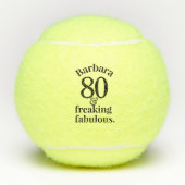 80e verjaardag Funny Fabulous Personalized Tennisballen (Voorkant)