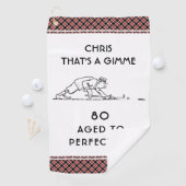 80e verjaardag Funny Golfer, gepersonaliseerde naa Golfhanddoek (Insitu)