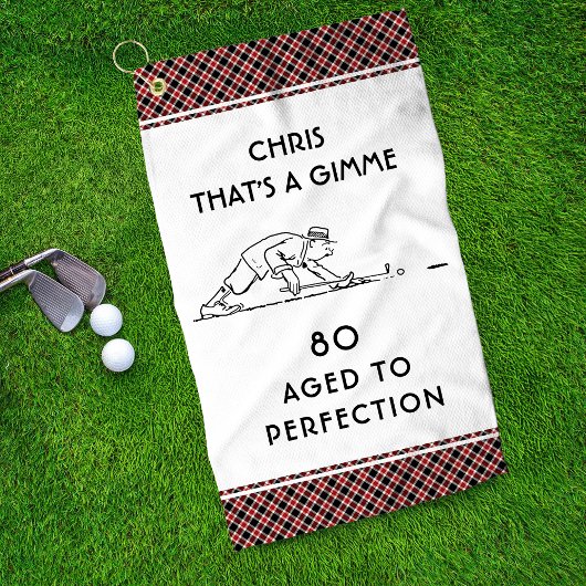 80e verjaardag Funny Golfer, gepersonaliseerde naa Golfhanddoek
